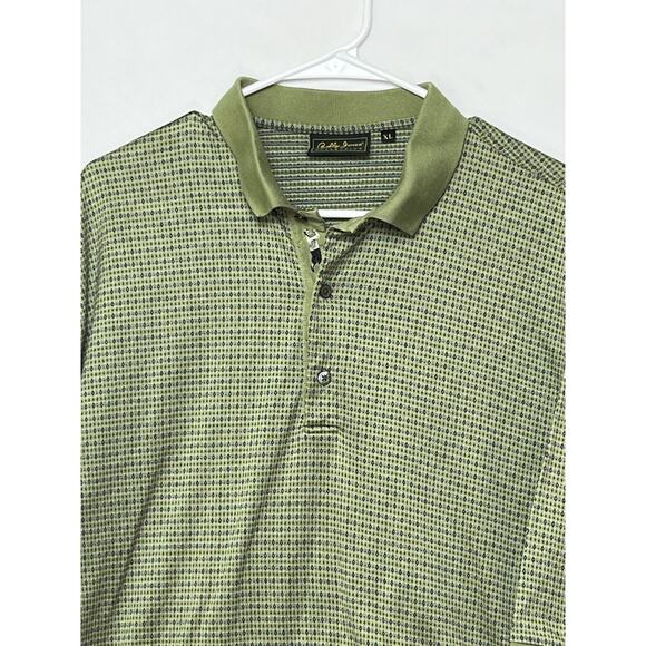 Bobby Jones Collection Men's XL Green Geo Print Short Sleeve 3 Button Golf Polo - Picture 9 of 9